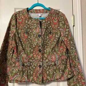 Charter Club Paisley Utility Jacket - Olive and Coral